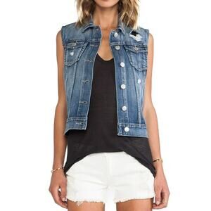 GREYWIRE‎ New York Lilly Denim Vest Soho Distressed Medium Wash Women's Small